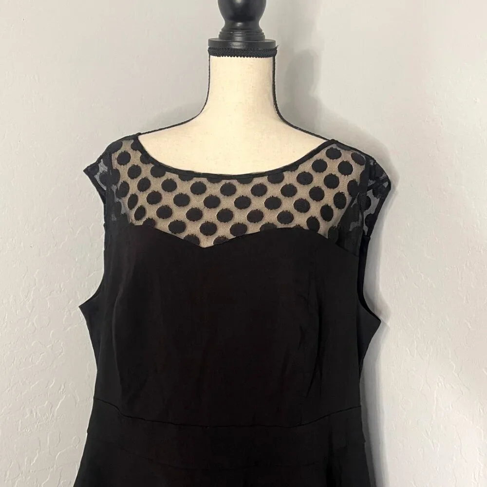 Torrid Retro Chic Black Dot Mesh Top Skater Swing Dress Size 24